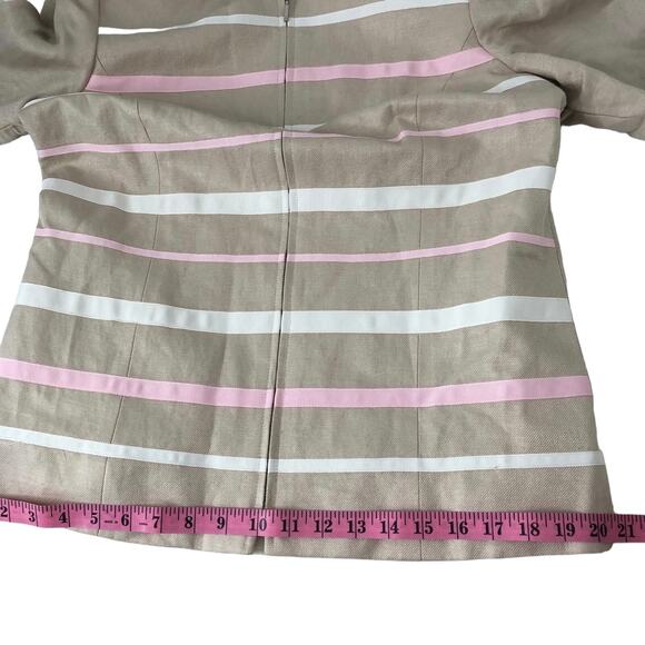 Mary McFadden Vintage Jacket Beige Pink Linen Blend Zip Front Size 10 - Picture 9 of 12